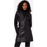 Schwarze Trenchcoats aus Leder für Damen Größe XXL für den für den Winter 