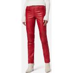 Rote Unifarbene Ricano Damenlederhosen & Damenlederjeans mit Reißverschluss aus Leder Größe XS 