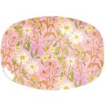 Pinke Blumenmuster RICE Ovale Servierplatten 30 cm aus Melamin spülmaschinenfest 