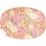 Pinke Blumenmuster RICE Ovale Servierplatten aus Melamin spülmaschinenfest 