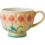 Cremefarbene Blumenmuster RICE Tassen & Untertassen mit Blumenmotiv aus Keramik 