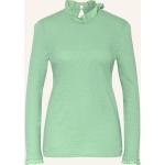 Reduzierte Grüne Langärmelige Rich&Royal Blusenshirts & Schlusen mit Rüschen mit Knopf aus Jersey für Damen Größe S 