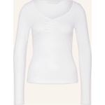 Weiße Langärmelige Rich&Royal V-Ausschnitt V-Shirts aus Jersey für Damen Größe XS 