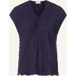 Dunkelblaue Rich&Royal V-Ausschnitt T-Shirts aus Baumwollmischung für Damen Größe XS 