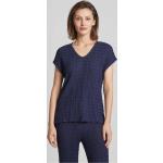 Marineblaue Rich&Royal V-Ausschnitt T-Shirts aus Baumwollmischung für Damen Größe M 
