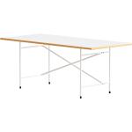 Richard Lampert Eiermann 2 Tisch, Maße: 200 x 90 cm, Tischplatte: Melamin weiß mit Furnierkante, Fußkreuz: exzentrisch, Gestell: weiß