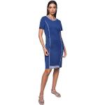 Royalblaue Unifarbene Kurzärmelige Rick Cardona Mini Rundhals-Ausschnitt Shirtkleider aus Jersey für Damen Größe XS 
