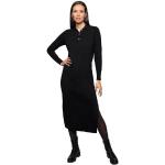 Schwarze Unifarbene Langärmelige Rick Cardona Maxi V-Ausschnitt Sommerkleider aus Jersey für Damen Größe XS 