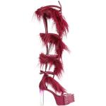 Purpurne RICK OWENS Runde Blockabsatz Damenoverkneestiefel mit Nieten mit Reißverschluss aus Leder Größe 39 