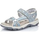 Reduzierte Blaue Rieker Outdoor-Sandalen mit Klettverschluss in Schmalweite aus Textil für Damen Größe 42 für den für den Sommer 