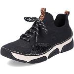 Schwarze Rieker Slip-on Sneaker mit Schnürsenkel in Breitweite aus Textil atmungsaktiv für Damen Größe 38 