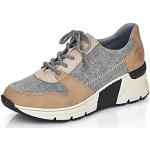 Reduzierte Beige Rieker Low Sneaker mit Schnürsenkel in Breitweite aus Textil mit herausnehmbarem Fußbett für Damen Größe 42 
