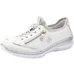 Rieker Damen Frühjahr/ Sommer Slip On Sneaker, White Argento Silver Flower L32p2 80, 39 EU