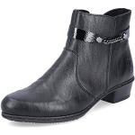 Reduzierte Schwarze Rieker Blockabsatz Ankle Boots & Klassische Stiefeletten mit Reißverschluss in Breitweite aus Glattleder für Damen Größe 36 