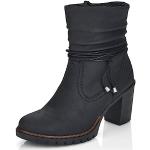 Reduzierte Schwarze Rieker Ankle Boots & Klassische Stiefeletten mit Reißverschluss in Breitweite aus Glattleder für Damen Größe 40 