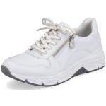 Reduzierte Weiße Rieker Low Sneaker mit Reißverschluss in Komfortweite aus Glattleder für Damen Größe 38 