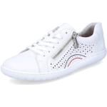 Weiße Rieker Low Sneaker mit Reißverschluss in Breitweite aus Glattleder für Damen Größe 36 