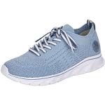 Reduzierte Blaue Rieker Low Sneaker mit Schnürsenkel in Breitweite aus Textil mit herausnehmbarem Fußbett für Damen Größe 39 