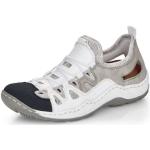 Weiße Rieker Low Sneaker mit Schnürsenkel in Breitweite aus Textil mit herausnehmbarem Fußbett für Damen Größe 43 
