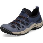 Reduzierte Blaue Rieker Low Sneaker mit Schnürsenkel in Breitweite aus Textil mit herausnehmbarem Fußbett für Damen Größe 43 