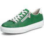 Grüne Rieker Low Sneaker mit Reißverschluss in Breitweite aus Glattleder für Damen Größe 42 