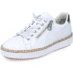 Weiße Rieker Low Sneaker mit Reißverschluss in Breitweite aus Textil mit herausnehmbarem Fußbett für Damen Größe 38 