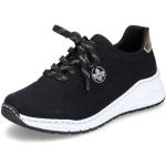 Schwarze Rieker Low Sneaker mit Schnürsenkel in Breitweite aus Textil für Damen Größe 37 