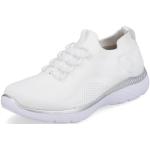 Weiße Rieker Low Sneaker mit Schnürsenkel in Komfortweite aus Textil für Damen Größe 36 
