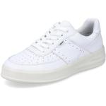 Weiße Rieker Low Sneaker mit Schnürsenkel in Breitweite aus Glattleder für Damen Größe 43 