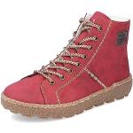 Reduzierte Rote Rieker Low Sneaker mit Reißverschluss in Breitweite aus Glattleder mit herausnehmbarem Fußbett für Damen Größe 41 