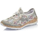 Rieker Damen N42v1 Slip On Sneaker, Cement White Multi Argento Silver Flower, 36 EU
