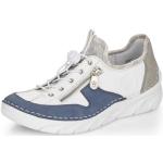 Reduzierte Weiße Rieker Low Sneaker mit Schnürsenkel in Breitweite aus Glattleder für Damen Größe 37 
