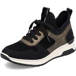 Schwarze Rieker Slip-on Sneaker ohne Verschluss in Breitweite aus Textil mit herausnehmbarem Fußbett für Damen Größe 41 