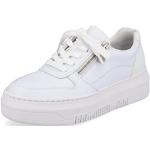 Weiße Rieker Low Sneaker mit Schnürsenkel in Breitweite aus Leder mit herausnehmbarem Fußbett für Damen Größe 43 
