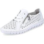 Reduzierte Weiße Rieker Low Sneaker mit Reißverschluss in Breitweite aus Glattleder für Damen Größe 42 