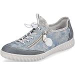 Reduzierte Blaue Rieker Low Sneaker mit Schnürsenkel in Breitweite aus Leder mit herausnehmbarem Fußbett für Damen Größe 39 