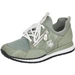Reduzierte Grüne Rieker Low Sneaker mit Schnürsenkel in Breitweite aus Textil mit herausnehmbarem Fußbett für Damen Größe 38 