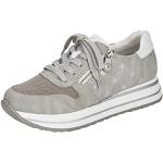 Graue Rieker Low Sneaker mit Reißverschluss in Breitweite aus Leder mit herausnehmbarem Fußbett für Damen Größe 41 