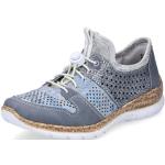 Blaue Rieker Low Sneaker mit Schnürsenkel in Breitweite aus Textil für Damen Größe 40 