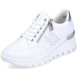 Weiße Rieker Low Sneaker mit Reißverschluss in Komfortweite aus Textil für Damen Größe 39 