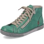Reduzierte Grüne Rieker Low Sneaker mit Reißverschluss in Breitweite aus Textil mit herausnehmbarem Fußbett für Damen Größe 37 