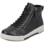 Schwarze Rieker Evolution Low Sneaker mit Reißverschluss in Breitweite aus Glattleder mit herausnehmbarem Fußbett für Damen Größe 43 