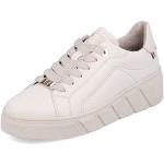 Weiße Rieker Evolution Low Sneaker mit Schnürsenkel in Breitweite aus Glattleder mit herausnehmbarem Fußbett für Damen Größe 43 