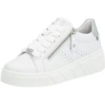 Weiße Rieker Evolution Low Sneaker mit Reißverschluss in Breitweite aus Glattleder für Damen Größe 43 
