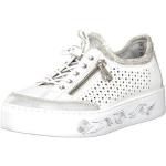 Reduzierte Weiße Casual Rieker Low Sneaker in Normalweite aus Leder Leicht für Damen Größe 42 mit Absatzhöhe 3cm bis 5cm 