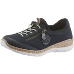 Marineblaue Rieker Slip-on Sneaker mit Schnellverschluss in Normalweite aus Nubukleder leicht für Damen Größe 42 