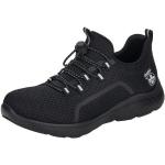 Schwarze Rieker Low Sneaker mit Schnellverschluss in Normalweite aus Textil für Damen Größe 37 mit Absatzhöhe bis 3cm 