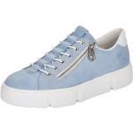 Hellblaue Rieker Runde Plateauabsatz Slip-on Sneaker mit Reißverschluss in Normalweite aus Leder leicht für Damen Größe 43 