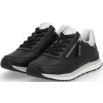 Schwarze Rieker Evolution Low Sneaker mit Reißverschluss in Normalweite aus Glattleder für Damen Größe 41 mit Absatzhöhe bis 3cm 