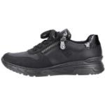 Schwarze Rieker Low Sneaker mit Reißverschluss aus Textil mit herausnehmbarem Fußbett für Damen Größe 36 